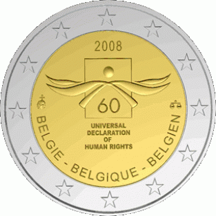 2 EURO 2008 60 jaar Rechten van de mens UNC België